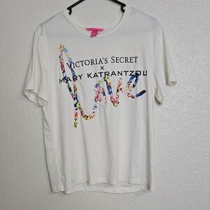 Victoria's Secret White Floral Graphic Tee
